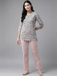 Prakrti Women Floral Printed Cotton Night suit
