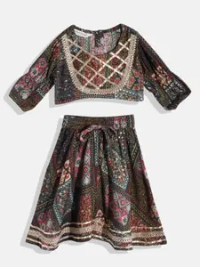Readiprint Fashions Girls Printed Embellished Ready To Wear Lehenga & Choli