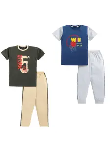 Todd N Teen Boys Printed Pure Cotton T-shirt with Trousers