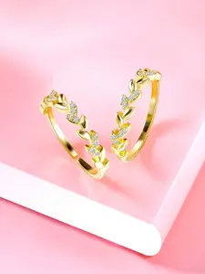 Peora Gold-Plated CZ -Studded Adjustable Toe Rings