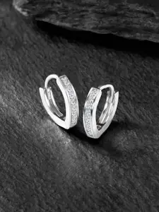 Peora Silver-Plated Cubic Zirconia Studded Hoop Earrings