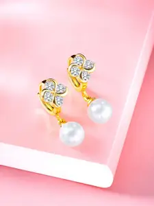 Peora Gold-Plated Contemporary Cubic Zirconia Drop Earrings