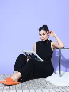 all about you Women Solid Pure Cotton Top With Trousers