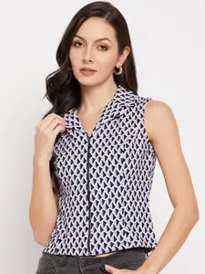 Madame Geometric Printed Cotton Shirt Style Top