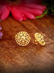 Vighnaharta Gold-Plated Floral Studs Earrings