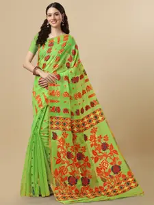 Fashion Booms Floral Woven Design Pure Cotton Jamdani Saree