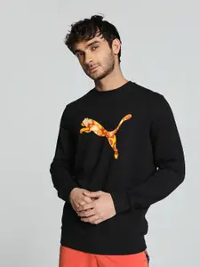 Puma Cat Graphic Printed Crew Neck Cotton Sweatshirt