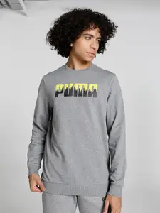Puma Logo Printed Crew Neck Cotton Sweatshirt