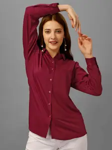 Fbella Spread Collar Standard-Fit Tailored-Fit Satin Casual Shirt