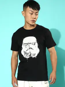 VEIRDO Black Star Wars Printed Cotton T-shirt