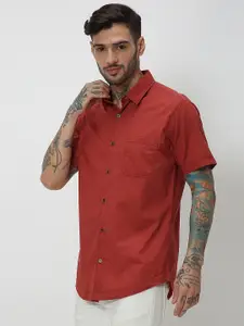 Mufti Slim Fit Opaque Cotton Linen Casual Shirt