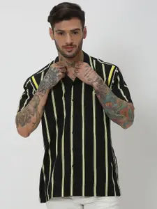 Mufti Slim Fit Vertical Striped Casual Shirt