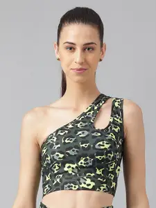 Oh So Fly Abstract Printed One Shoulder Cotton Fitted Crop Top