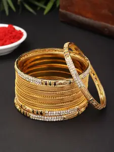 Kennice Set Of 8 Gold-Plated Crystal Studded Bangles