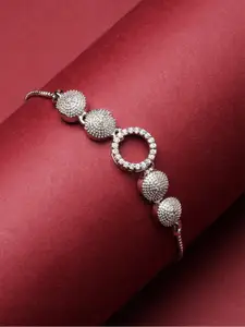 Kennice Rhodium-Plated American Diamond Link Bracelet