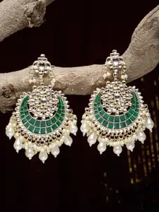 Kennice Gold-Plated Crescent Shaped Chandbali Earrings