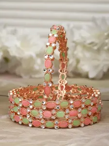 Kennice Set Of 4 Rose Gold-Plated AD-Studded Bangles