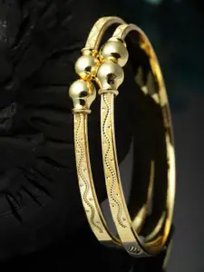 Kennice Women Set Of 2 Gold-Plated Kada Bracelets