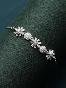 Kennice Rhodium-Plated American Diamond Wraparound Bracelet