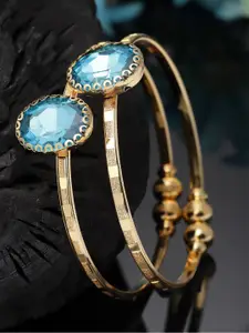 Kennice Set Of 2 Gold-Plated American Diamond Cuff Bracelet