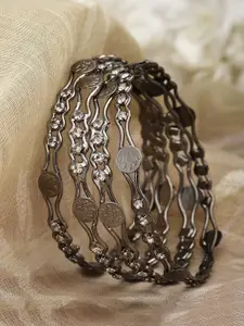 Kennice Set Of 4 Silver-Plated AD-Studded Bangles