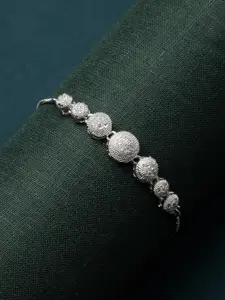 Kennice Rhodium-Plated American Diamond  Wrap Around Bracelet
