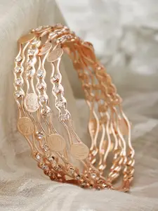 Kennice Set Of 4 Rose Gold-Plated AD-Studded Bangles