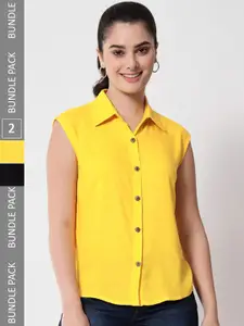 Funday Fashion Pack Of 2 Spread Collar Slim Fit Casual Shirt