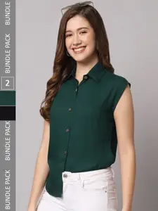 Funday Fashion Pack Of 2 Spread Collar Slim Fit Casual Shirt