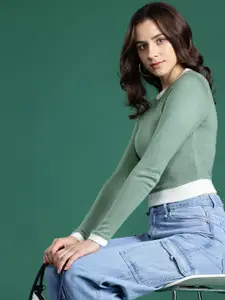 DressBerry Contrast Tipping Acrylic Pullover