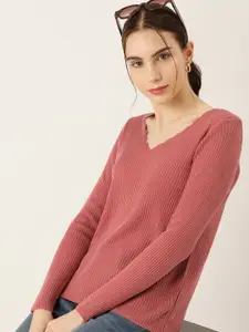 DressBerry V-Neck Ribbed Acrylic Pullover