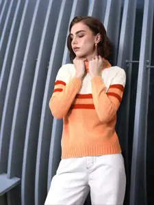 DressBerry Women Cable Knit Colourblocked Acrylic Pullover