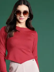 DressBerry Solid Pointed Hem Acrylic Pullover