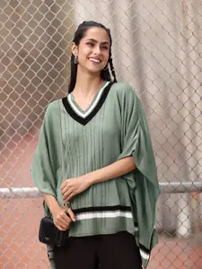 DressBerry Pure Acrylic Cable Knit Longline Poncho