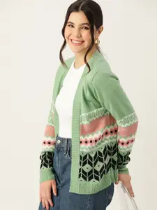 DressBerry Fair Isle Front-Open Acrylic Sweater
