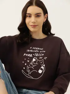 DressBerry Women Printed Dropped-Shoulder Sleeves Sweatshirt