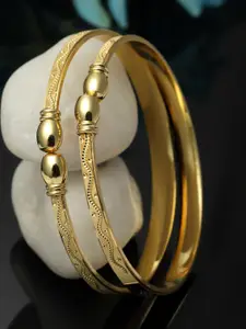 Kennice Women Set Of 2 Gold-Plated Kada Bracelet
