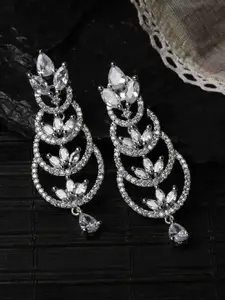 Kennice Rhodium-Plated Crescent Shaped Drop Earrings