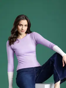 DressBerry Contrast Sleeves Acrylic Pullover