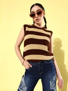 4WRD by Dressberry Acrylic Vertical Striped Sweater Vest