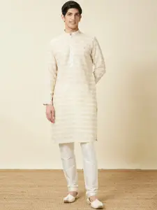 Manyavar Mandarin Collar Geometric Printed Straight Kurta