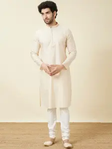 Manyavar Geometric Woven Design Pure Cotton Kurta With Pyjamas