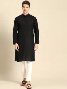 RAJUBHAI HARGOVINDAS Ethnic Motifs Embroidered Chikankari Pure Cotton Kurta