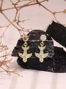 DressBerry Gold-Plated Diamond Shaped Drop Earrings