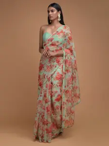 KALKI Fashion Floral Printed Gotta Patti Saree
