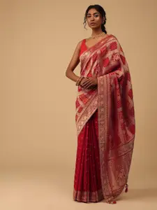 KALKI Fashion Bandhani Woven Design Zari Saree