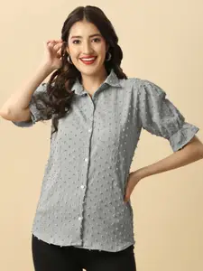 GUFRINA Self Design Puff Sleeves Shirt Style Top