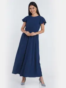 Zink London Blue Flutter Sleeve Maxi Dress