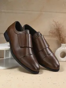 House of Pataudi Men Textured Formal Slip On Shoes