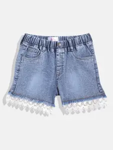JUSTICE Girls Slim Fit Denim Shorts With Laced Details